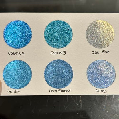 IUILE Handmade Watercolor Paints - Blue Half Pan Set (6 colors) - color: Blue