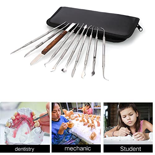Angzhili Stainless Steel Dental Wax Carver Tools,10 Pcs Plaster Carving Knife,Wax Carving Kit for Wax Shaping,Dental Lab Tool,Dentist Sculpture Instruments Kit with Case