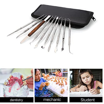 Angzhili Stainless Steel Dental Wax Carver Tools,10 Pcs Plaster Carving Knife,Wax Carving Kit for Wax Shaping,Dental Lab Tool,Dentist Sculpture Instruments Kit with Case