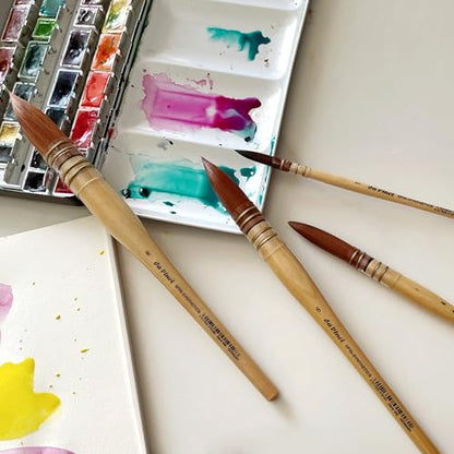 da Vinci Watercolor Series 488 CosmoTop Spin Paint Brush, Round Synthetic with Lacquered Natural Handle, Size 8 (488-08) - size: Size 8, style: Round Quill