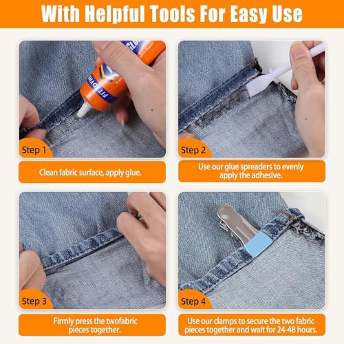 3Pcs Fabric Glue Permanent, 60 ML Washable Clear Clothing Glue, Super Fabric Glue for Rhinestones, Patches, Clothes, Denim, Leather, Polyester, Fabrics, Doll Repair, Flannel, Cotton - size: 3 count
