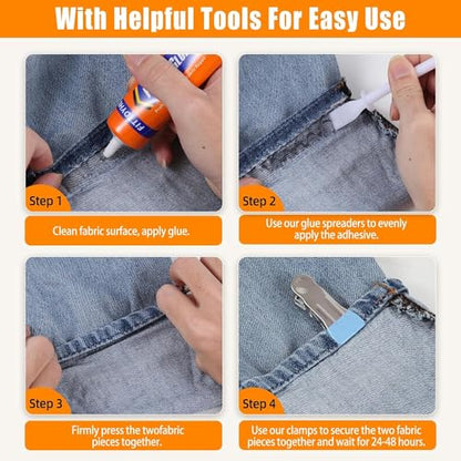 3Pcs Fabric Glue Permanent, 60 ML Washable Clear Clothing Glue, Super Fabric Glue for Rhinestones, Patches, Clothes, Denim, Leather, Polyester, Fabrics, Doll Repair, Flannel, Cotton - size: 3 count