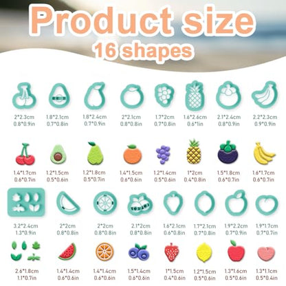 beinkmake 17Pcs Fruit Polymer Clay Cutters Clay Earrings Cutters Pineapple Banana Orange Polymer Jewelry Cutter for Earrings Making Birthday Party DIY Supplies - style: Fruit