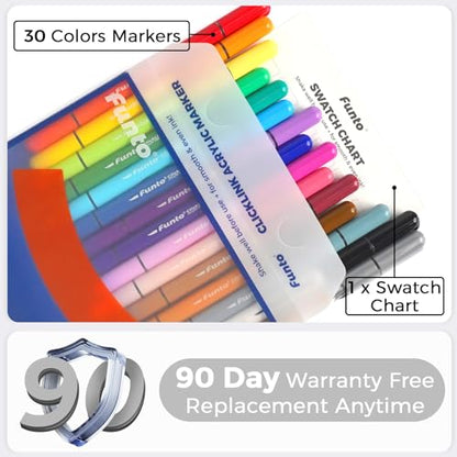 Funto ClickLink Refillable Acrylic Paint Markers, Brush Tip Paint Pens, Quick-Dry Acrylic Markers for Glass, Fabric,Soccer, Football, Wood, Window Art, Crafts & Event Decorations