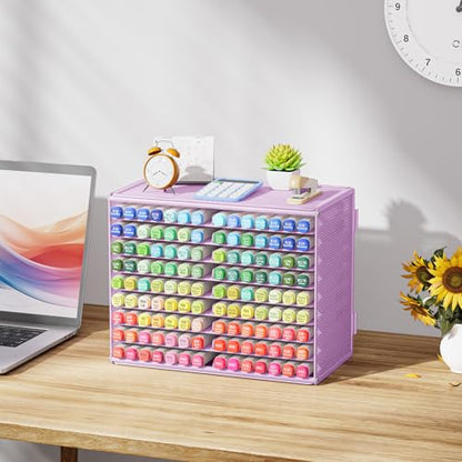 Marbrasse Mesh Marker Organizer, Metal Desktop Storage Rack for 126 Markers, Pens, Pencils, 9 Tier Marker Holder for Office Classroom & Home Art Supplies(Purple)