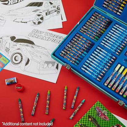 Hot Wheels Colored Pencils Art Supplies 130 pcs Drawing Kit School Supplies Painting Girls Drawing Pencils Art Kit Travel Case with Crayons Arts and Crafts for Kids 4-12