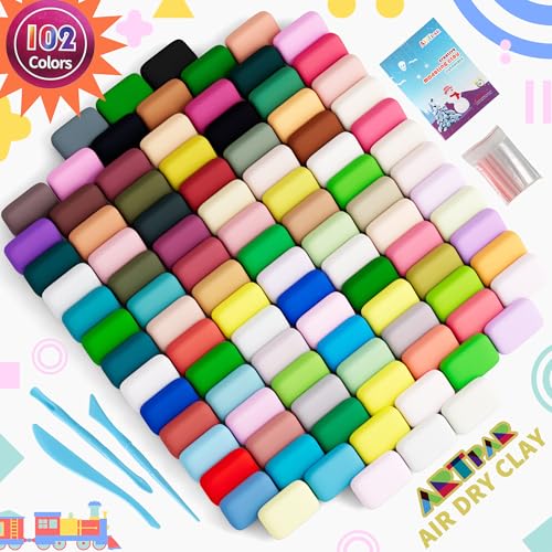 ARTPAR Air Drying Clay Kids 102 Colors, Modeling Magic Clay Kit with Sculpting Tools,Soft and Non-Sticky,Classroom Activities & Art and Crafts Creative Play Gifts for Boys & Girls Age 3-12 - color: 102 Colors
