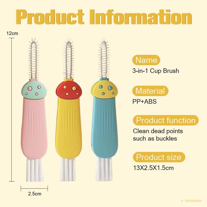 3 in 1 Cup Lid Cleaning Brush, 2024 New Crevice Cleaning Brush Set for Baby Bottle Gap Tight Spaces Cup, 3 in 1 Multifunctional Cleaning Brush Portable Cup Lid Cleaner with Brush(D) - color: D1
