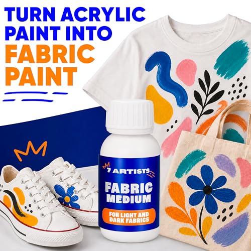 Fabric Medium for Acrylic Paint 4.2 fl oz – Turn Acrylics Into Washable Fabric Paint | Soft Flexible Matte Finish, No Cracking | Textile Medium for T-Shirts, Denim, Shoes & Tote Bags - color: Fabric Medium 4.2 fl. oz