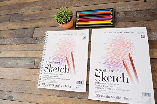 Strathmore 200 Series Sketch Pad, 9x12 inch, 100 Sheets, Tape Bound - Artist Sketchbook for Drawing, Illustration, Art Class Students - size: 9x12