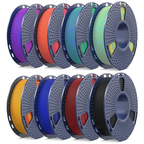 SUNLU Dual Color PLA 3D Printer Filament Bundle, 1.75 mm Color Changing PLA Bundle, Matte Finish, 8 Spools 250g Each, mini Spool 8 Packs - color: 8 Colors Pla Matte Dual, size: 2KG