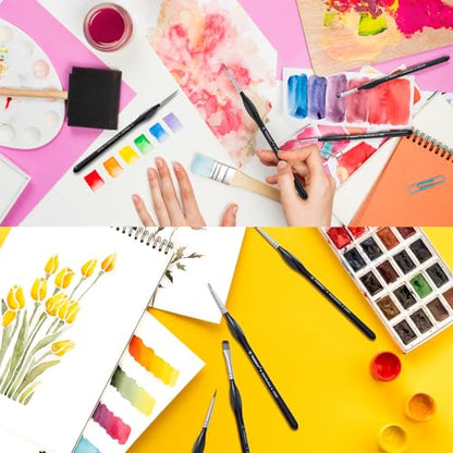 PANDAFLY Detail Paint Brushes Set, 15pcs Miniature Brushes for Fine Detailing & Art Painting - Acrylic, Oil, Watercolors & Paint by Number, Models, Face, Nail, Craft - size: 15 Size
