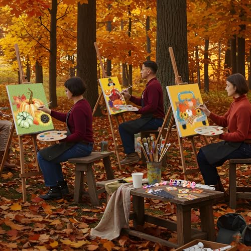 6 Pack Pre Drawn Canvas for Painting Pre Printed Canvas Kit 8 x 10 Inch Stretched Cotton Paint and Sip Set for Adults Couple Party Graduation Summer Date Night(Thanksgiving) - style: Thanksgiving