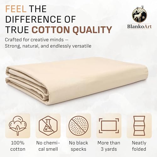100% Cotton Canvas Fabric by the Yard – 63" x 3 Yards (7 oz) – Duck Canvas Fabric for Sewing, Painting & DIY Projects - size: 3 Yards+ (63''x 120'')