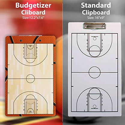 Dry Erase Coaches Clipboard - Includes Whistle and Dry Erase Markers - Double Sided Coach Whiteboard - style: Basketball