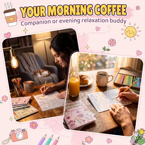 Liliful 24 Pcs Coffee and Coping Coloring Book Bulk Mini Coloring Books for Kids Adults DIY Art Relaxation Drawing Book with Patterns, Party Favors, Goodie Bag Filler and Holiday Gifts - style: Caffeine
