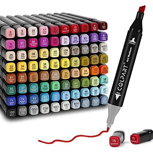 colpart 80 Colors Alcohol Markers Dual Tip Art Marker Pens for Adult Coloring Painting Supplies Perfect for Painting, Coloring, Sketching and Drawing Christmas Gift Ideas - style: 80 Colors