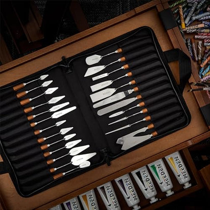 MEEDEN Artist Palette Painting Knife: 8.35" Flexible Stainless Steel Art Palette Scraper Knife with Wooden Handle for Artists, DIY & Clay Modeling, #8 - style: #8