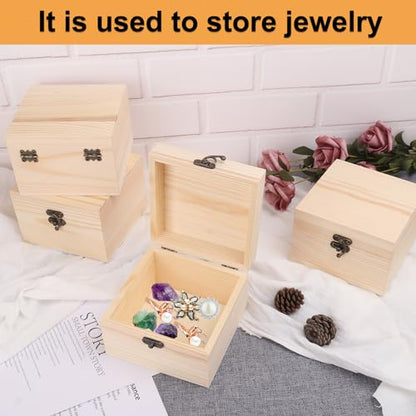 GNIEMCKIN 10 Pack Wooden Box, Unfinished Unpainted Wood Boxes for Crafts, DIY Projects, and Jewelry Storage (4.7x4.7x3.15 inch) - size: 10 Pack (4.7x4.7x3.15 inch)