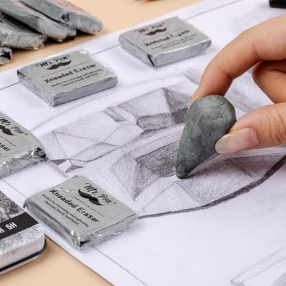 Mr. Pen- Kneaded Erasers, 1.37" x 1.7", 24 Pack, Gray | Soft Moldable Art Erasers for Charcoal, Graphite & Pastel Drawing, Precision Highlighting, Smudge Control - color: Gray, size: 24 Pack, 1.7" x 1.37"
