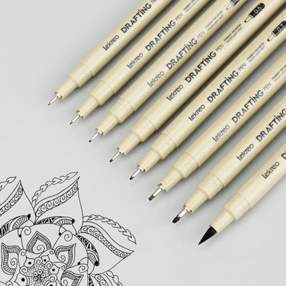 Fineliner Pens - Archival Black Ink Pen - Pens for Writing, Drawing, or Bullet Journaling - Assorted Point Sizes (8 Count (Pack of 8)) - size: 1 Count (Pack of 8)