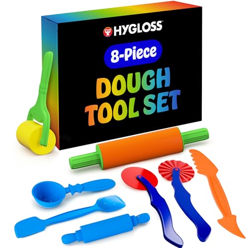 Hygloss Dough Cutters – 8 Pc Set of Dough Tools for Toddlers and Kids Age3+Includes Rollers and Rolling Pins–Preschool Toys & Accessories for Modeling Clay or Sand–Toddler Activities for Kids Ages 3-5 - color: Tools (8 Pcs.)