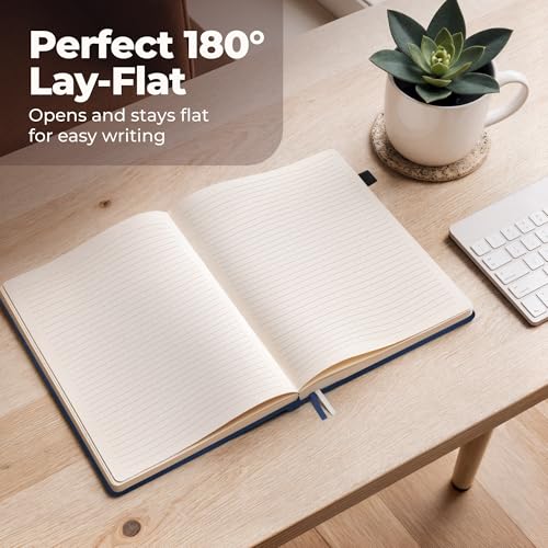 Classic Lined Journal Notebook 8.5x11" A4 Hardcover Leather - Blue - 200 Pages College Ruled Large with Sticky Tabs, Pockets, and Pen Loop for Writing and Journaling - Big Hardback Men and Women - color: Blue, size: A4 200 Pages