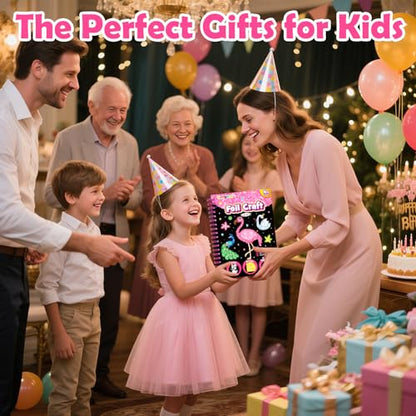 FUNNYB&G Foil Art Craft Kit for Girls 4-10 Years Old: Mess-Free & No-Glue, Create 16 Sparkly Birds Pictures – Perfect Travel Toy & Birthday Gift for Kids (Birds) - style: Birds