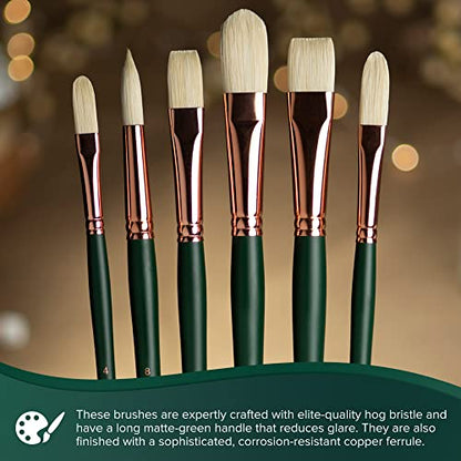 Silver Brush 1000-12 Grand Prix Premier Long Handle Hog Bristle Brush, Round, Size 12 - size: Size 12
