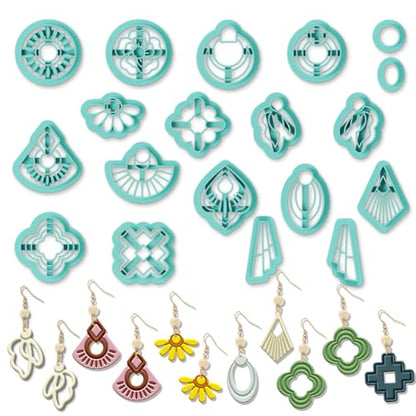 ORIGACH 19 Pcs Geometric Irregular Shape Polymer Clay Cutters Set Boho Earring Clay Cutter DIY Craft Supplies for Earring and Jewelry Making - style: Geometric Irregular