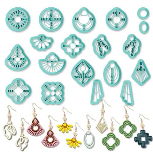 ORIGACH 19 Pcs Geometric Irregular Shape Polymer Clay Cutters Set Boho Earring Clay Cutter DIY Craft Supplies for Earring and Jewelry Making - style: Geometric Irregular