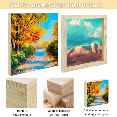 Unfinished Wood Panels, 10 x 10 Inch Wood Canvas Boards, 5 Pcs Wooden Canvas Panels Boards for Crafts Painting Canvas DIY Art Projects Pouring Arts Use with Oils Acrylics - size: 10×10×0.8 Inch
