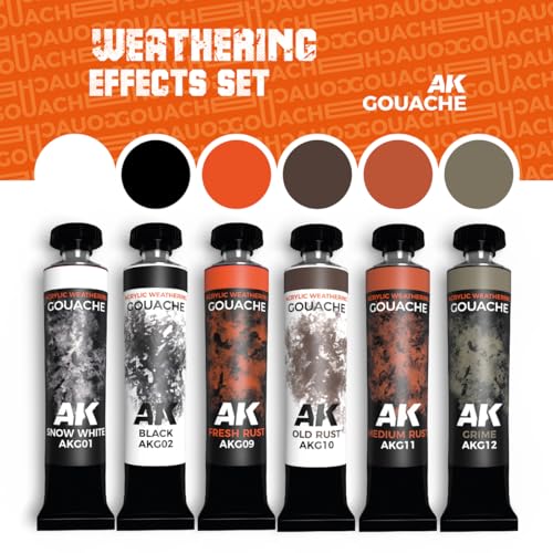 AK Interactive AKG25 Gouache Weathering Effects Set 6 20ml Tubes
