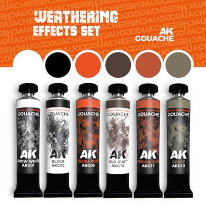 AK Interactive AKG25 Gouache Weathering Effects Set 6 20ml Tubes