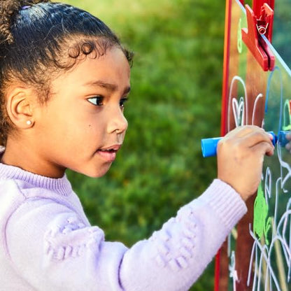 Colorations - 2WAPE 2-Way Indoor/Outdoor Adjustable Acrylic Panel Easel for Kids (23"L x 29-1/2"W x 45"H) | 23"L x 29.5"D x 45"H - Classroom Essentials - style: 2-Station, Red
