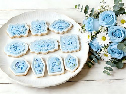 10 Pieces Plaque Frame Cookie Cutter Stainless Steel Biscuit Cutter Difference Shapes,Biscuit Wedding Baking Decorations Holiday Party (silver)