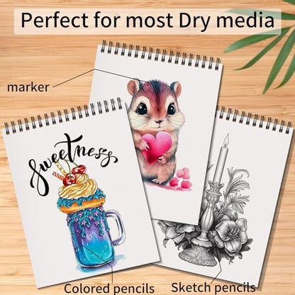 OSIMIG 5 Pack Sketch Book 8.5" x 11" Set, Top Spiral Bound Sketch Pad 150 Sheet Total (68lb/100gsm), Drawing Paper Pad, Sketch Book for Kids, Artist, Adult Art Supplies - size: 5 Pack