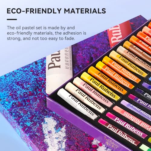 Paul Rubens Oil Pastels Set with 50 Colors Artist Soft Oil Pastels+6 Pcs White Oil Pastels+8.7 x 11.7 Inches Oil Pastel Book（30 Sheets）+5 Palette Knives for Artists, Professionals, Student, Hobbyist - style: Contemporary