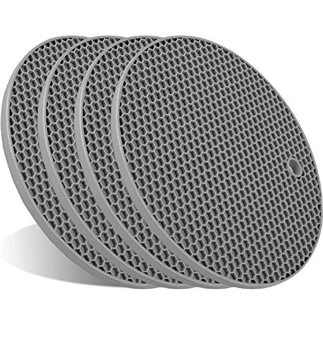 4 Pcs Trivets for Hot Dishes, Kitchen Heat Resistant Silicone Trivet, Extra Thick, Large, Non Slip (2. Gray) - color: 2. Gray
