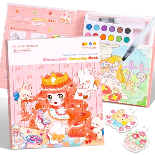 Paint with Water Coloring Books for Kids Ages 3-5, 4-8 – Cute Coloring Book for Teens,Arts and Crafts for Kids Ages 3 4 5 6 7 8+, Birthday Gift Toys for Girls Boys,Travel Toys -Princess - color: Princess（Red）