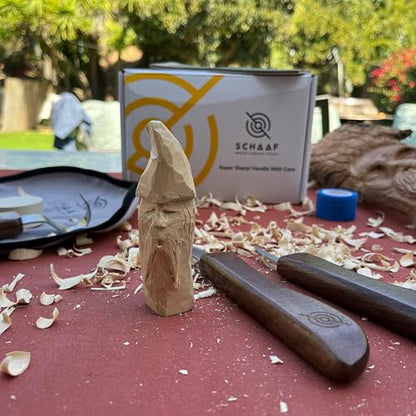 Beginner-Friendly Wood Carving Kit, 3pc Whittling Knife Set with Wood Carving Knives, Spoon Carving Knife, Basswood Blocks, & Fun Learning Videos, Wood Whittling Kit for Beginners from Schaaf Tools