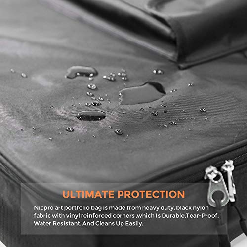 Nicpro Art Portfolio Bag 24 x 36 Inches Waterproof Nylon Artist Carrying Bag Soft Sided with Shoulder Strap, Storage Case for Artwork Sketch Drawing Canvas Photography Poster Solar Panel - size: 24 x 36 inches