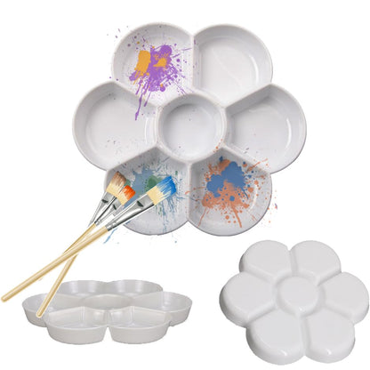 7-Well Flower Mixing White Ceramic Artist Paint Palette Tray for Watercolor Gouache Acrylic Oil Paintin (3")