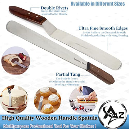 Wooden Handle Chef's Baking Spatula,Pastry Icing Spreader Knife,Stainless Steel,Grilling, Baking Cooking Kitchen Utensil, 12 Inch Blade