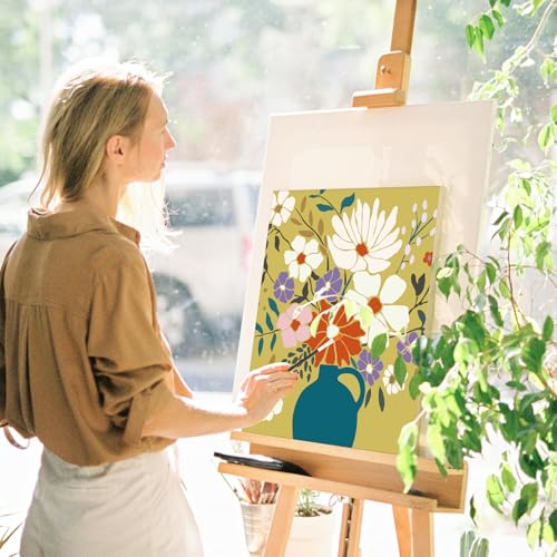 Cholemy 36 Pcs Paint and Sip Kit for Adults 8''x10'' Pre Drawn Canvas for Painting DIY Afro Acrylic Painting Kit Wood Easel Brushes Date Night Bulk for Summer 4th of July Party Gift(Flowering) - style: Flowering