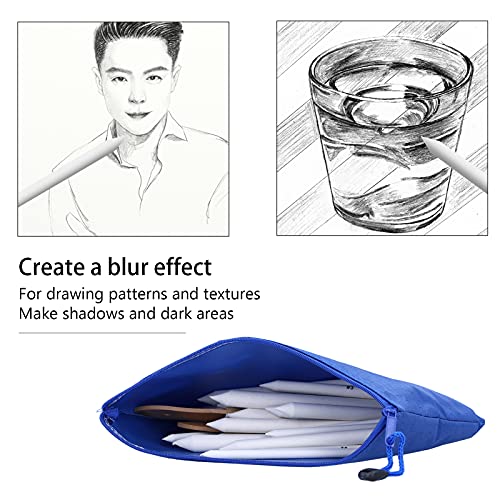 JAOCDOEN Blending Stumps and Tortillions Set Drawing Tools with 2Pcs Sandpaper Pencil Pointer for Sketch