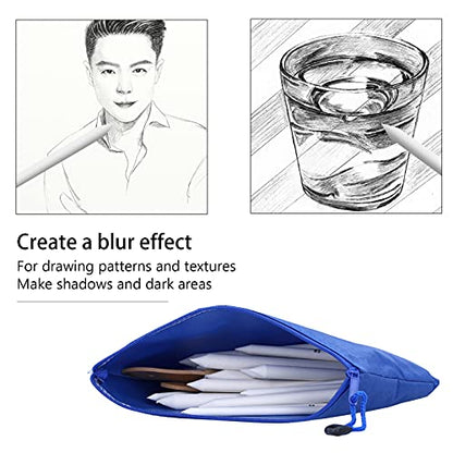 JAOCDOEN Blending Stumps and Tortillions Set Drawing Tools with 2Pcs Sandpaper Pencil Pointer for Sketch