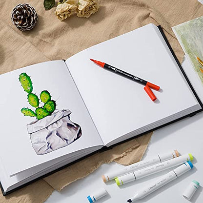 Ohuhu Mixed Media Pad - 8.3" x 8.3" Square Mix Media Sketchbook, 120 LB/200 GSM Heavyweight Papers, 78 Sheets/156 Pages, PU Hardcover Multi-Media Paper Pad for Acrylic Painting Christmas Gift - size: 8.3" x 8.3"
