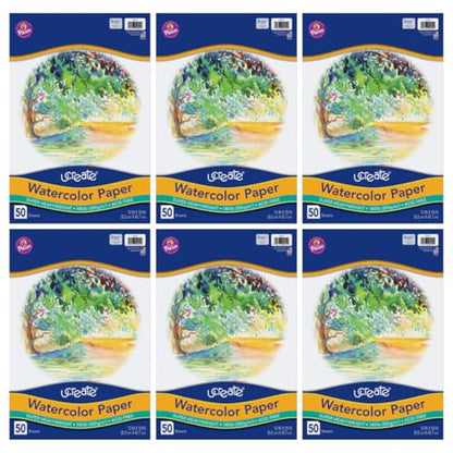 UCREATE Super Heavyweight Watercolor Paper, White, 140 lb., 12" x 18", 50 Sheets/Pack, Case of 6 Packs, 300 Sheets Total - size: 12" x 18" (Pack of 6)