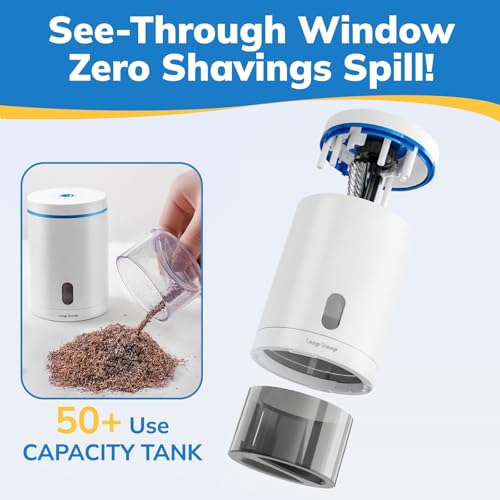Electric Pencil Sharpener, Fully Automatic Pencil Sharpener with Auto In and Out, Rechargeable and Hands-Free for Standard 6-8mm Pencils, Perfect for Classroom and Home Use (White and Blue) - color: White & Blue